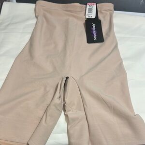 Tan High-Waisted Bike Shorts with Seamless Finish